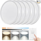 YELIOLED 6 Pack 12 Inch Slim Dimmable LED Flush Mount Ceiling Light Fixtures, 24W 2640LM 3000K/4000K/5000K, House Upgrade Led Lights for Bedroom Hallway Laundry Room Rental Units, 240W Equiv., White