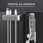 AHASTYLE Cable Organizer Holder 5 Slots Desktop Cord Wire Clips Keeper for Organizing USB Cable/Power Cord/Wire Home Office and Car (Grey)