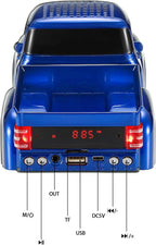 WSTER WS-538 Retro Pickup Truck Bluetooth Replica Speaker – Portable Wireless Car Model Speaker with FM, TWS, LED Party Lights, USB/TF Playback, Built-in Microphone, Type-C, Surprise Gift(Blue)