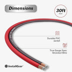 InstallGear 14 Gauge Speaker Wire - 30 Ft Copper Clad Aluminum Speaker Cable with Durable PVC Jacket - Red and Black Wire for Home Theater and Car Audio - Flexible Audio Cables