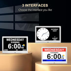 CAZOKASI Extra Large Impaired Vision Digital Alarm Clock with Day and Time for Elderly Calendar Clock Auto Dimmable Clock (10.1 Inch White)