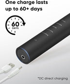 MySmile DY156 Electric Toothbrush for Adults, Rechargeable Sonic Battery Toothbrush Portable with 3 Brush Heads, 2 Mins 5 Modes Smart Timer, 45000VPM, One Charge for 60 Days – Black