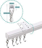 ChadMade Aluminum Ceiling Curtain Track Set with Hooks, 9ft - 12ft Adjustable Length Ceiling/Wall Mount Curtain Rail System For Grommet/Pleated Drape, RV Ceiling Track, White