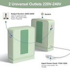 BESTRANS 2000W Step Up Transformer 110v to 220v Converter, Heavy Duty Voltage Converter 110v-120v to 220v-240v with Dual Outlets, Overload Protection & Ultra-Quiet for Home Appliances, Light Green