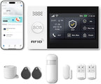 WiFi Wireless Alarm System for Home Security - 24/7 Protection Smart Home Devices 4.3" Touch Screen, GSM/4G+WiFi, App Instant Alerts, No Monthly Fee, Alexa Compatible for House Apartment Office(8Pcs)