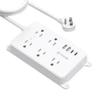 TROND Power Strip with USB, 10ft Extension Cord Surge Protector, 5 Widely Spaced Outlets with 4 USB Ports, ETL Listed, 1300J, Low-Profile Flat Plug, Wall Mountable, White