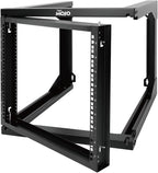 Tecmojo 9U Rack Wall Mount with Swing Gate, 9U Server Rack for 19inch Computer/AV/Data/IT/Media Equipment, Open Frame Server Rack with 24inch Depth, Square&Tapped Holes