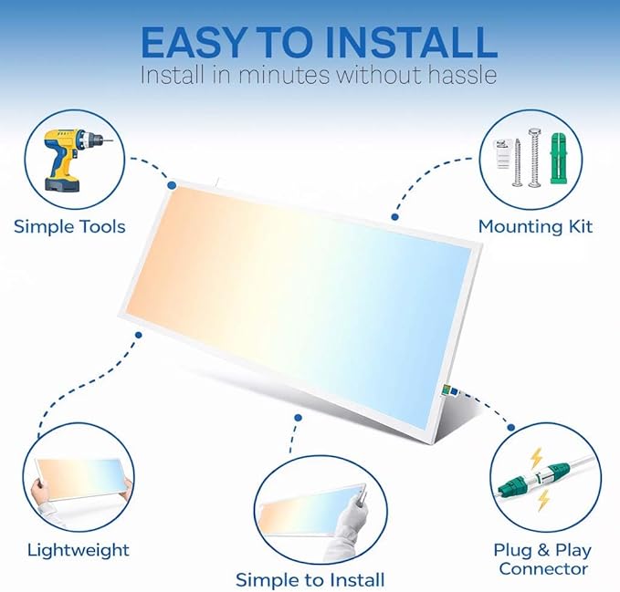 2X4 LED Flat Panel Light with Emergency Battery Backup, 50W 3000K/4000K/5000K, 0-10V Dimmable, 6500 Lumens, LED Drop Ceiling Lights, 100-277V, DLC UL Listed, Ultra Thin Back-Lit (16 Pack)