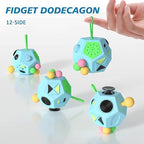 Fidget Dodecagon –12-Side Fidget Toys Cube Relieves Stress and Anxiety Anti Depression Travel Toy Christmas Stocking Stuffers Gifts for Children and Adults (B3 Blue Sky)