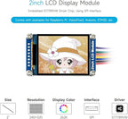 Waveshare 2inch LCD Display Module, Compatible with Raspberry Pi/Pi zero/Arduino/Esp32, with ST7789 Driver, 262K Color, IPS Screen, 240×320 Resolution, SPI Interface
