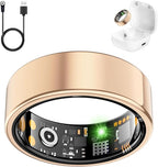 Smart Health Ring for Women Men, Fitness Tracker Ring with Heart Rate, Blood Oxygen, Sleep Tracker, Step Tracker, No Subscription Fee, IP68 Waterproof Smart Ring for iPhone & Android (Rose Gold, 9#)