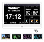 FEYBYLA 2025 New Digital Clock with Temperature/Humidity & Weather Forecast, Auto Time Sync Large Display, Custom Alarms & Medication Reminders, Ideal for Elderly (White, 10.1inch)