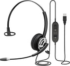 MAIRDI USB Headset with Microphone for PC, Computer Headset with Mic Noise Canceling for Laptop Teams Zoom Office Call Center Voip Telephone Calls, Dictation Headset for Dragon Naturelly Speaking