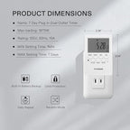 VIVOSUN Digital Timer Outlet 7 Day Programmable Digital Outlet Timer with 2 Independent Outlets 3 Prong, 20 on/Off Programs Groups, Countdown Setting, Indoor for Light Lamp, Fan（1Pack）