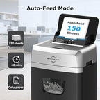 BONSEN 150-Sheet Autofeed Paper Shredder Heavy Duty, 60 Mins Micro-Cut Shredder for Office, 6 Gal Large Capacity Bin P-4 High Security Commercial Document Shredders for Home Office (S3114 New Version)