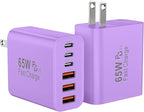 USB C Fast Charger Block, iPhone Charger Fast Charging Blocks 65W Multi Port Charger 6-Ports PD & QC Charging Cube Brick Power Adapter Type C Wall Chargers for iPhone 17/16/15/14/13/12 Pro Max, iPad