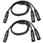 2 Pack XLR Splitter Cable,1 Female to 2 Male,5 FT Stereo Mic to L&R Audio Y-Splitter Cable