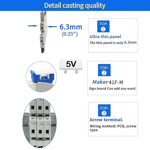 10Pcs 5 Volt Relay Miniature Power Relay 5V DC 6Amp SPDT with LED Indicator Socket Base 41F-1Z-C2 with Jumper Separator Socket Base DIN Rail UL Certification