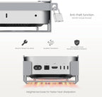 Fasgear Mac mini M4 Vesa Mount Pure Aluminum, Under Desk Mounting Bracket for Monitors with Anti-Theft Function, Metal Wall Mounted VESA Compatible with Mac mini M4 Pro 2024(Silver)