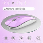 Uciefy Q5 Slim Rechargeable Wireless Mouse, 2.4G Portable Optical Silent Ultra Thin Wireless Computer Mouse with USB Receiver and Type C Adapter, Compatible with PC, Laptop, Desktop (Purple)