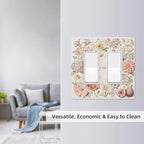 Bvtewkhz Floral Plant Watercolor Flowers 2 Gang Double Rocker Decorative Outlet Covers Light Switch Plate Electrical Receptacle Switchplate For Bathroom Kitchen Bedroom