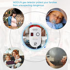 D MODUN Gas Detector, Natural Gas/LPG/City Coal Gas Leak Detector, Plug-in Sensor Gas Monitor with Sound Alarm and LED Display, Methane Propane Butane Combustible Gas Alarm for Kitchen RV Garage-White