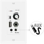 Herdio in Wall Audio Control Amplifier Receiver 2 Channel Wall Plate with USB Microphone Aux (3.5mm) Input 100Watt Max Module for Sound Systems Home Theater Integration Compatible with Bluetooth