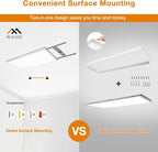 Mcacggo 2x4 FT LED Flat Panel Light Surface Mount 5000K-4000K-3000K Switchable & 0-10V Dimmable, 30W-40W-50W Selectable Flush Mount Ceiling Light 24x48 inch, ETL Listed, 100-277V, White, 2 Pack