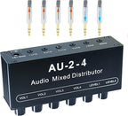 1/8" aux Input Mixing 2 in 4 Channel Way Out Headset Box Headphone Amplifier 3.5mm Mixer 1/8 inch Stereo Audio Amp with Ultra-Compact Portable mini Jack 3.5 Splitter hup for Studio and Stage