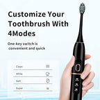 kingheroes Electric Toothbrush Set, Comes with 8 Brush Heads & Travel Case,4 Modes with 2 Minutes Built in Smart Timer, One Charge for 60 Days, 42000 VPM Motor (Black)