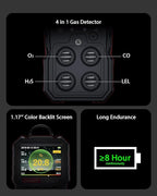 Wintact 4 in 1 Gas Leak Detector, Monitor Multi Gas Alarm Sniffers Combustible, Natural, Methane, Propane, Carbon Monoxide, Hydrogen Sulfide, Oxygen for Home, RV, Sewer