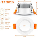 inShareplus 2 Inch LED Recessed Lighting, Downlight Dimmable 3W (35W Equivalent), 5000K Daylight White, CRI80, Recessed Light Fixtures with LED Driver (10 Pack)