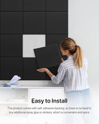 18 Pack Soundproof Wall Panels Self-Adhesive, Square Sound Proof Foam Panels for Wall, High Density Acoustic Panels, Acoustic Foam Panels for Home Office, Reccording Studio 12" X 12" X 0.4" Black