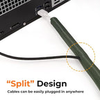 Holed 1 inch Split Braided Cable Management Sleeve for USB Cable Power Cord Audio Video Cable, High-Temperature Automotive Harness Wire Loom Cord Protector from Cat Dog Chewing (Black, 10FT)