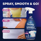 Downy Wrinkle Releaser Spray, Travel Size Spray + 16.9 Fl Oz Pack of 2, All In One Formula, Removes Wrinkles, Static and Odors, Light Fresh Scent