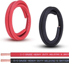 Shirbly 2/0 Gauge Battery Cable, 5FT Red + 5FT Black 2/0 AWG Pure Copper Wire Welding Cable, for Automotive, Battery, Solar and Generator, Standard USA OFC Wire