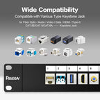 PBAEGAV 16 Port Patch Panel Blank UTP/STP 1U 19" Keystone Patch Panel with Cable Management and Support Bar Compatible with LC/SC/ST/FC/USB/HDMI Keystone Jack(16 Port)