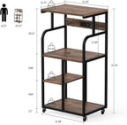 VEDECASA Large Printer Stand Cart with Charging Station USB Port 21.2"x15.7"x42.3" Rolling Tall 3-Tier Printer Stand with Adjustable Shelf Storage Home Office