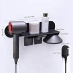FLE Hair Dryer Holder Wall Mounted with Shelf - Hair Dryer Holder Rack Organizer Compatible for Dyson Supersonic Hair Dryer,Black