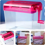 Manual Desktop Paper Shredder Red Small Handheld Shredder for Office and Home Use Wear-Resistant for A4 Paper and Cards