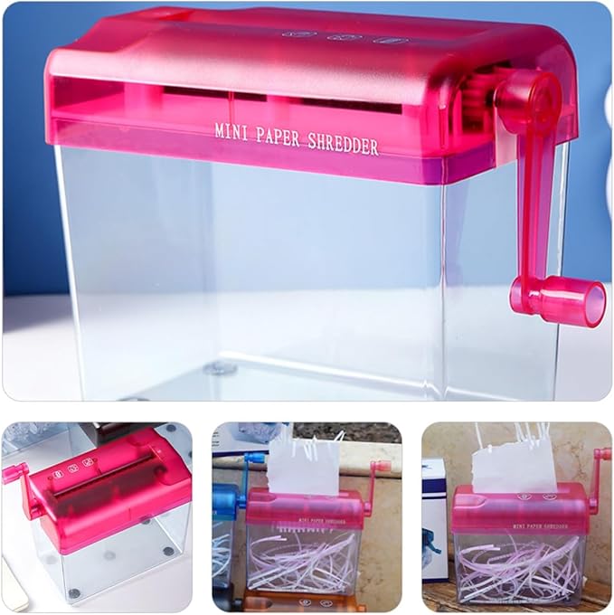 DEARMAMY Manual Paper Shredder for Home and Office, Mini Handheld A4 Paper Cutter, Wear-Resistant Portable Desktop Shredder for School and Household Use