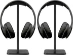 JIKIOU Headphone Stand Gaming Headset Holder Universal Aluminum Metal Headphones Holder Hanger with Aluminum Supporting Bar Flexible Headrest ABS Solid Base for All Headphone 2 Pack (Black)