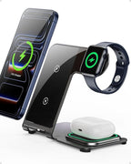Intoval 3 in 1 Wireless Charger for iPhone 17/16/15/14/13/12,Wireless Charging Station for Apple Devices, Aluminum Charging Stand for iWatch 11 10 9 Ultra 3/2 SE 3/2,for AirPods 4 3 2 Pro 3/2