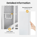 Ropoana Wall Mount Ironing Board Cabinet, Built-in Swivel Ironing Board Foldable with Storage, Wall Hanging with Mirror, Foldable Iron Storage Station for Home, Apartment, Checkrooms, White