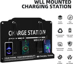 Wall Mounted Cell Phone Charging Station Mobile Phone Charging Station | Fast Charging 8 Device | Compatible with iphone ipad Smartphone Tablets Port | Great for Offices Hotel Hospital Airport (Black)