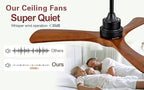 Gaizw 42 inch Ceiling Fan with Light and Remote Control, 3 Blades Ceiling Fans with Lights, Walnut Wooden Ceiling Fans for Kids Room Study and Garage,Reversible DC Motor,Noiseless Indoor Outdoor Fan