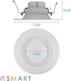 CLEANLIFE 4-Pack Smart LED Recessed Lighting Retrofit Downlight RGB + Tunable White Color Changing Bluetooth + WiFi Dimmable LED Can Lights Fits 5 and 6 inch - 12W, 65W Equivalent, App Enabled