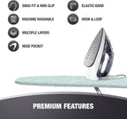 COTTY HOME Extra Thick Ironing Board Covers with Pad Standard Size 15x54, Heat Reflective Full Scorch Resistant Padding, Snug Fit Non-Slip Nose Pocket Fastener Straps Elastic Edges, Green Floral