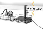 Under Desk Cable Management Tray No Drill 2pack Kit- 15.7'' Long 5.1'' Wide Tray, Steel Cord Organizers, 4 Cable Holder, 12 Roll Cable Organizer Straps, No Drill, No Damage to Desk(Black)