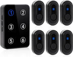 Wireless Caregiver Pager Call Button Nurse Call System 500Ft Range with LED Number Display for Elderly/Patient/Disabled at Home/Hospital/Clinic(6 Waterproof Call Button & 1 Receiver)